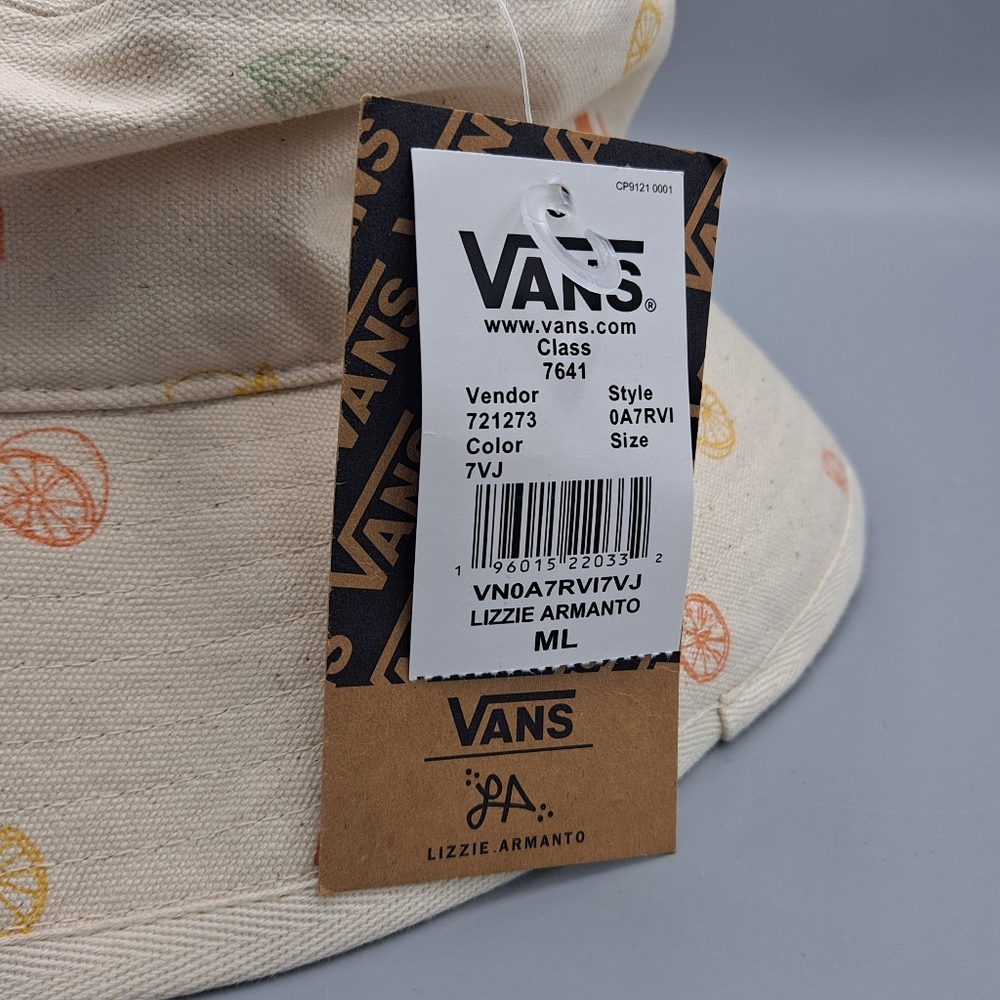 NEW Womens Vans Lizzie Armanto Allover Citrus Bucket Hat Natural Cream Size M/L - Picture 3 of 6